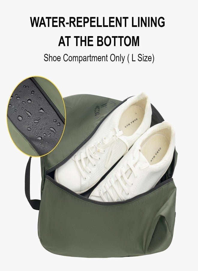 ليفل8 مكعبات ضغط التعبئة من LEVEL8 للحقائب، مجموعة من 6 حقائب سفر مع منظم أحذية، منظمات تعبئة وإكسسوارات سفر بأربعة أحجام (كبير جدًا، كبير، متوسط، صغير)، أخضر - Image 4