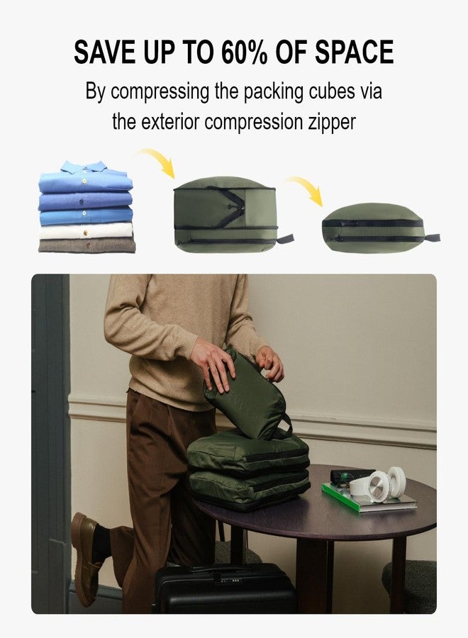 ليفل8 مكعبات ضغط التعبئة من LEVEL8 للحقائب، مجموعة من 6 حقائب سفر مع منظم أحذية، منظمات تعبئة وإكسسوارات سفر بأربعة أحجام (كبير جدًا، كبير، متوسط، صغير)، أخضر - Image 5