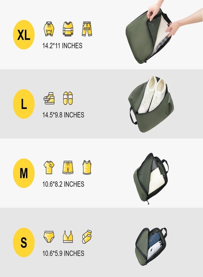 ليفل8 مكعبات ضغط التعبئة من LEVEL8 للحقائب، مجموعة من 6 حقائب سفر مع منظم أحذية، منظمات تعبئة وإكسسوارات سفر بأربعة أحجام (كبير جدًا، كبير، متوسط، صغير)، أخضر - Image 3