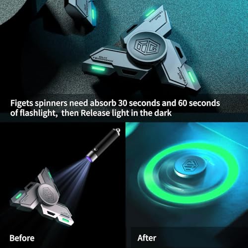 INNÃ”PLUS Fidget Spinners Fidget Spinner Gifts for Adults Stress Anxiety ADHD Relief Figets Toy Metal Finger Hand Spinner Toy with Luminous Light Silent Spinner Absorb Solar Light Then Release Glow in Dark - Image 5