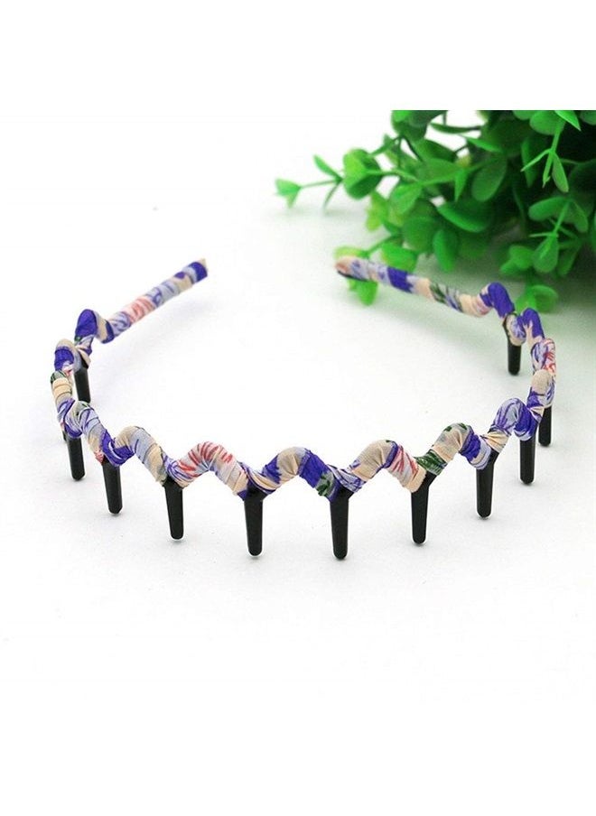 Suoirblss 5PCS Zig Zag Wrapped Cloth Headband Plastic Sharks Tooth Hair Comb Hair Hoop Headwear Accessory for Lady Women  - Image 5