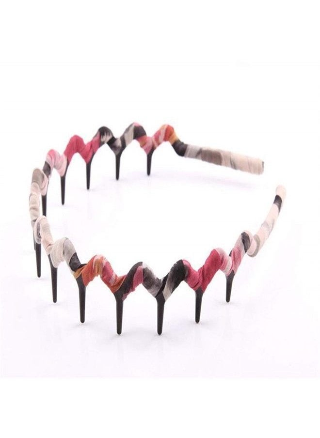 Suoirblss 5PCS Zig Zag Wrapped Cloth Headband Plastic Sharks Tooth Hair Comb Hair Hoop Headwear Accessory for Lady Women  - Image 4