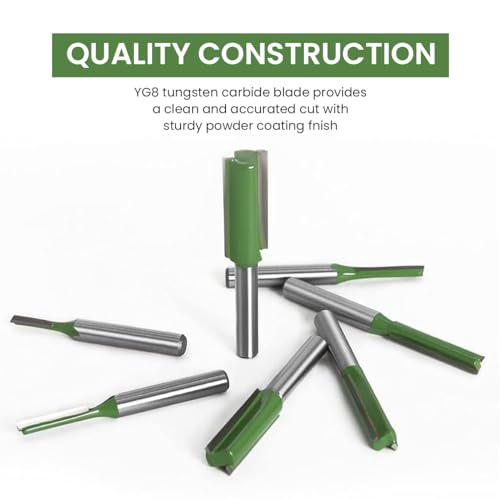 Serplex® 7PCS 1/4" Shank Tungsten Carbide Double&Single Flute Straight Dado Router Drill Bit Set Carpenter Tools For Wood Work, 3/4/5/6/8/10/12mm Cutting Diameter Trimming Cutter for Woodworking - Image 3
