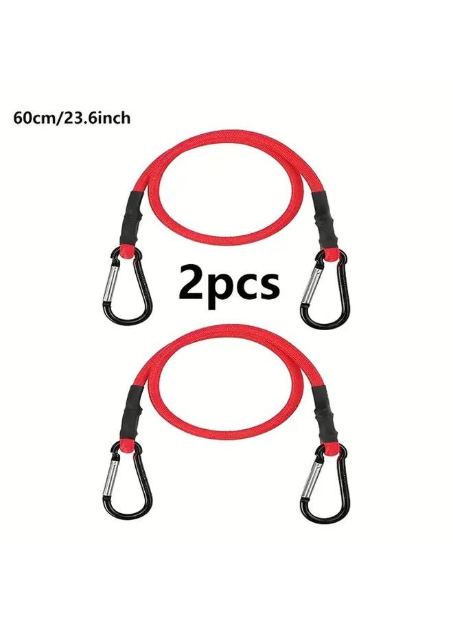 Heavy Duty Elastic Ropes with Hooks Red 60cm for Outdoor Camping Tent Setup - Image 1