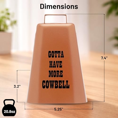 Bevin Bells ''Gotta Have More Cowbell'' (XL) | Kentucky Cow Bell w/Copper Color | Made from Steel | Loud Noise Makers w/Handle | Made in USA | 21047 - Image 2