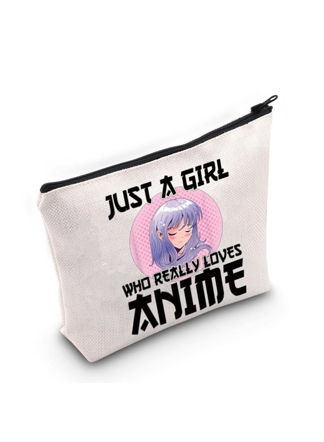 LEVLO Anime Fans Make up Bag Anime Lover Gift Just A Girl Who Really Loves Anime Cosmetic Make up Bag(Loves Anime) - Image 1