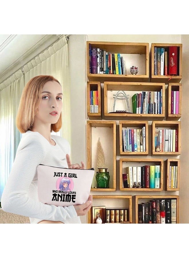 LEVLO Anime Fans Make up Bag Anime Lover Gift Just A Girl Who Really Loves Anime Cosmetic Make up Bag(Loves Anime) - Image 5