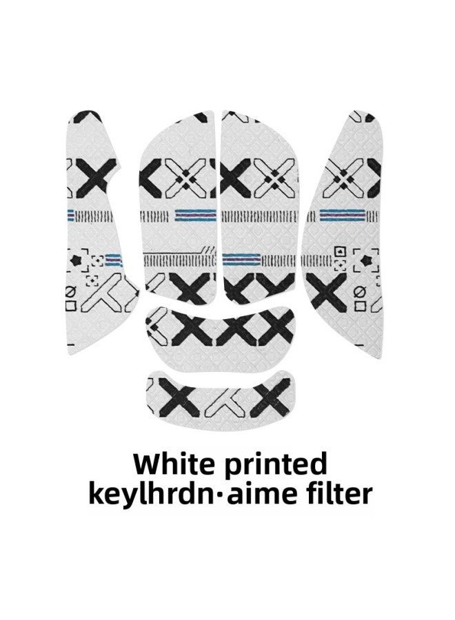 Suitable For Keychron M3 Mouse Anti-slip Sticker Sweat-absorbent Sticker Thirsty M3 Key Protection Side Skirt Sticker Back Sticker-Color:[all Inclusive] One White Printed Mouse Sticker  - Image 1