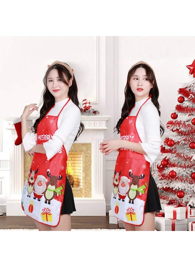 LeeLoon 2 Pack Chistmas Apron, Holiday Kitchen Apron Christmas Santa Claus/Elk/Snowman Style Decoration Apron For Christmas Dinner Party Cooking Baking Crafting House Cleaning Kitchen  - Image 2