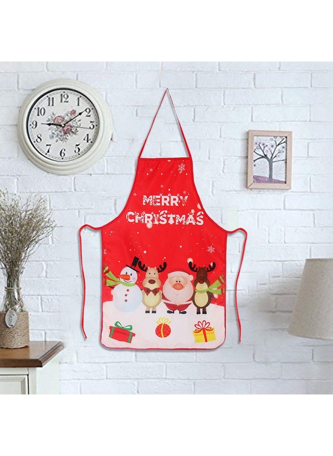 LeeLoon 2 Pack Chistmas Apron, Holiday Kitchen Apron Christmas Santa Claus/Elk/Snowman Style Decoration Apron For Christmas Dinner Party Cooking Baking Crafting House Cleaning Kitchen  - Image 4