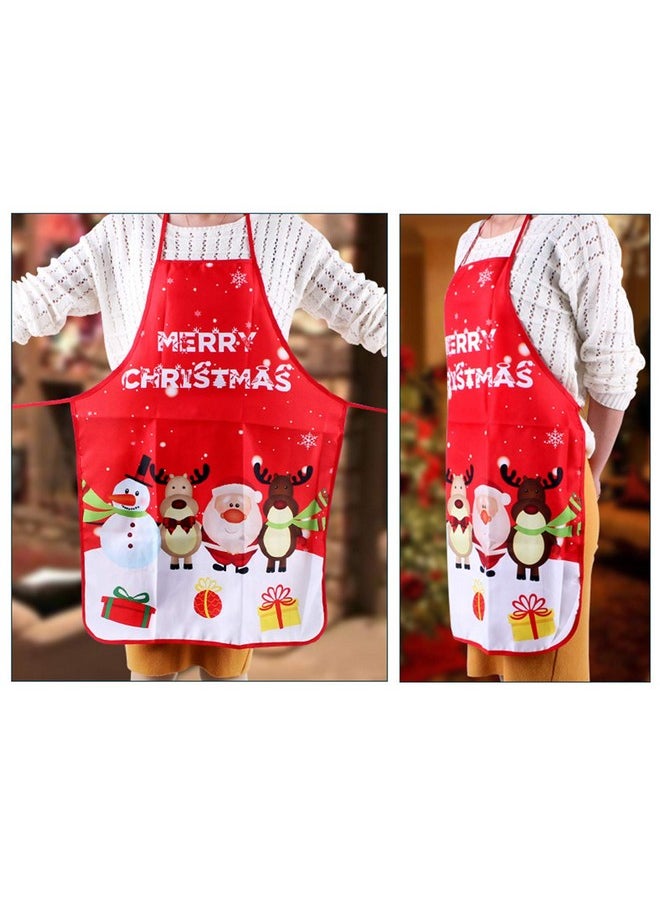 LeeLoon 2 Pack Chistmas Apron, Holiday Kitchen Apron Christmas Santa Claus/Elk/Snowman Style Decoration Apron For Christmas Dinner Party Cooking Baking Crafting House Cleaning Kitchen  - Image 5