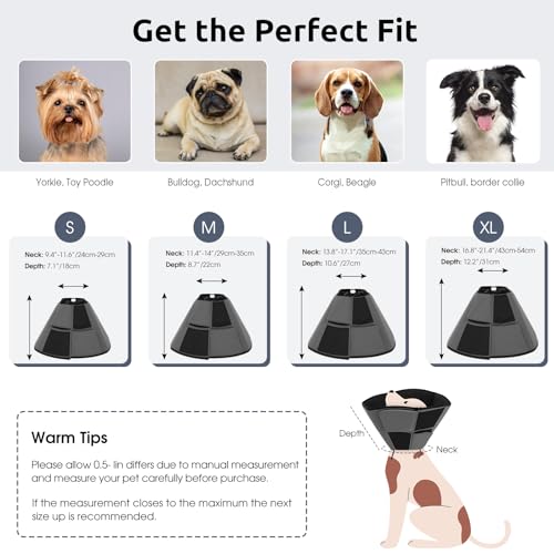 Queenmore Dog Cones for Large Dogs, Soft Dog Cone for Large Breeds, Cone for Dogs After Surgery, Adjustable Elizabethan Collar for Pet to Prevent Licking Wounds, Grey L - Image 4