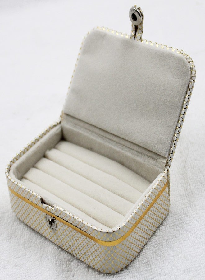 LUCES PU Leather Cosmetic Jewellery accessories Vanity Storage Ring Earrings Studs Box Necklace Wardrobe Organizer for Women Pack of 2 (Cream) - Image 2