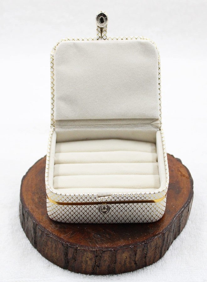 LUCES PU Leather Cosmetic Jewellery accessories Vanity Storage Ring Earrings Studs Box Necklace Wardrobe Organizer for Women Pack of 2 (Cream) - Image 4