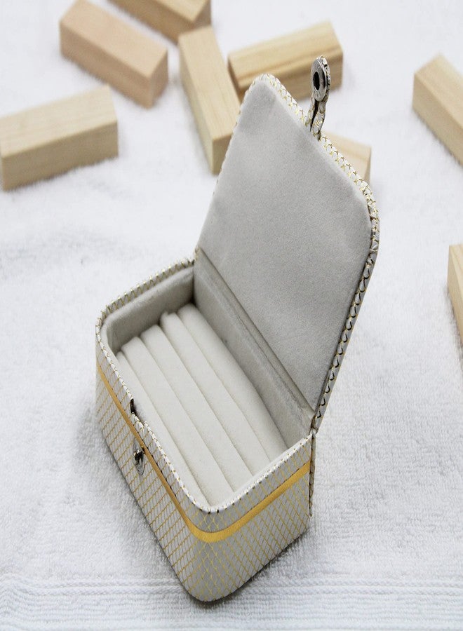 LUCES PU Leather Cosmetic Jewellery accessories Vanity Storage Ring Earrings Studs Box Necklace Wardrobe Organizer for Women Pack of 2 (Cream) - Image 5