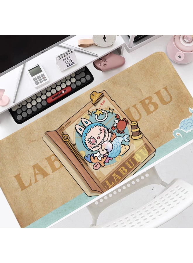 Labubu Labu Mouse Pad Oversized Computer Desk Mat Locking Edge Thickened Girl's Office Desk Mat Mouse Pad-Color:90x40x4mm-Pattern:Labubulabubu(6)