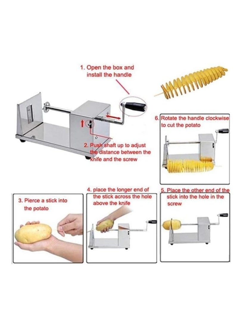 TIGER NEW Stainless Steel Manual Spiral Potato Chips Slicer, Tornado Potato Chips Cutter with Vegetable Slicer for Kitchen, Lightweight & Versatile Design - Image 2