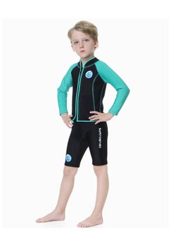 Loquat Children's Wetsuit 2.5MM Separate Body Warm Swimsuit For Boys  Long Sleeve Winter Diving And Surfing Jellyfish Green  - Image 2