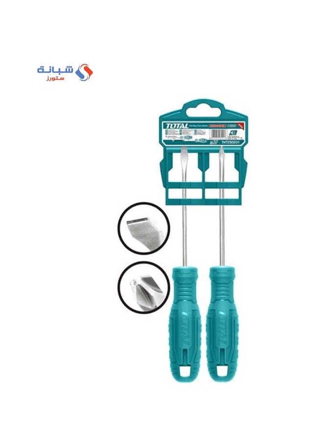 TOTAL Screwdriver Set 2 Pieces, Rubber Handle 