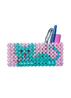 Generic Pencil Holder or Makeup Organizer Handmade with Colorful Beads - Pink and Turquoise  - Image 3