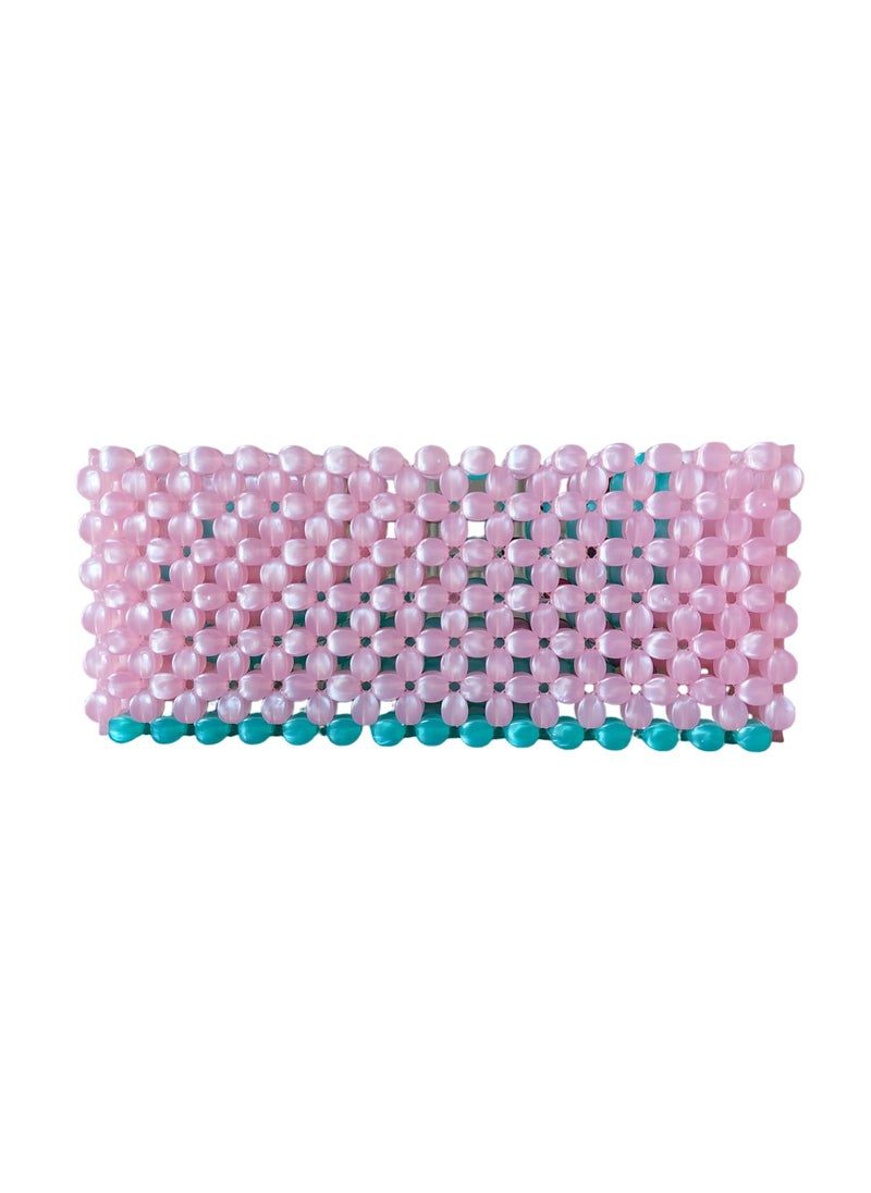Generic Pencil Holder or Makeup Organizer Handmade with Colorful Beads - Pink and Turquoise  - Image 2