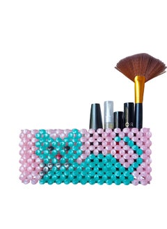 Generic Pencil Holder or Makeup Organizer Handmade with Colorful Beads - Pink and Turquoise  - Image 4