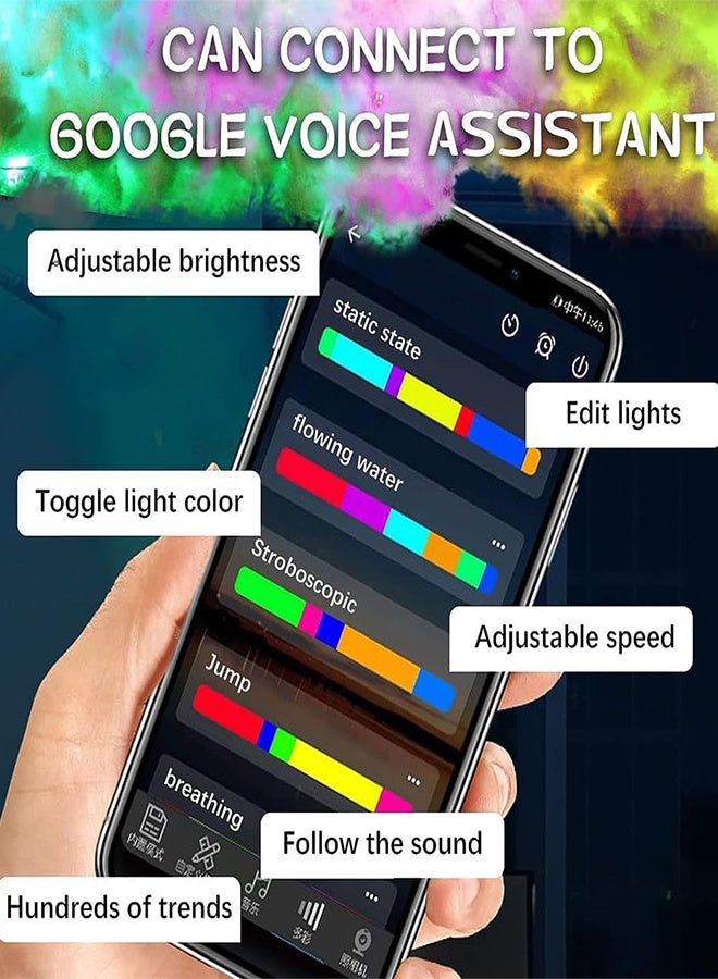 مصباح سحابة ذكية ثلاثية الأبعاد مع تأثيرات الرعد شريط أضواء LED RGB بطول 5 أمتار بشكل سحابة ثلاثية الأبعاد مصباح سحابة ليلية ناعمة للسقف مع تحكم عبر التطبيق وجهاز تحكم عن بُعد زينة مثالية للغرف - Image 5