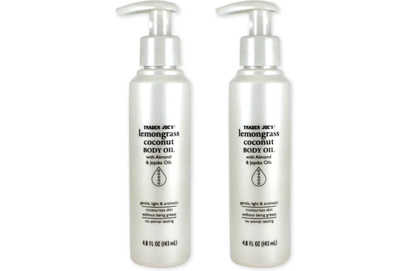 Trader Joe's Lemongrass Coconut Body Oil with Almond and Jojoba Oils 4.8 FL OZ (143 ml) - 2 PACK - Image 1