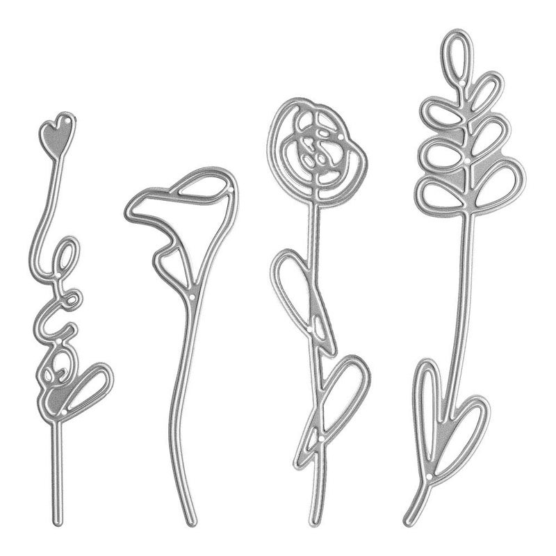 ABTOLS Metal Flowers and Plants Love Cutting DiesFlowering Straw Heart Die Cuts Embossing Stencils Template Mould for Card Scrapbooking and DIY Craft Album Paper Card Decor