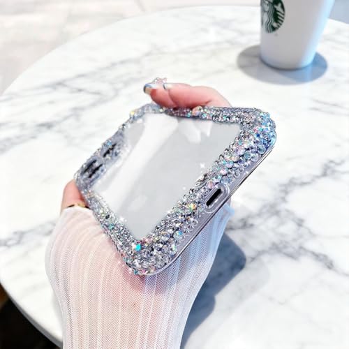 Cavdycidy Designer Compatible with iPhone 17 Pro Max Bling Clear Case for Women,Cute Glitter Phone Case with Sparkle Rhinestone Diamond Camera Protection，Airbag Anti-Fall Crystal Hard Cover for Girl - Image 3