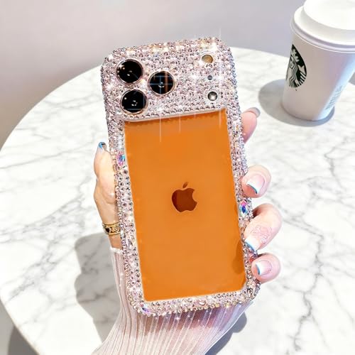 Cavdycidy Designer Compatible with iPhone 17 Pro Max Bling Clear Case for Women,Cute Glitter Phone Case with Sparkle Rhinestone Diamond Camera Protection，Airbag Anti-Fall Crystal Hard Cover for Girl - Image 1