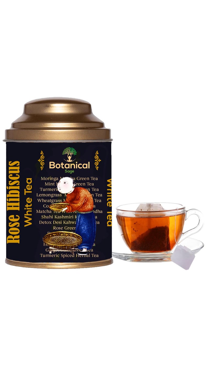 Botanical Sage - Rose Hibiscus White Tea 30 Pyramid Tea Bags | Selected | Luxury Tea - Image 1