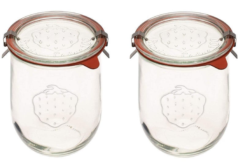 Tulip Jars 1 Liter - Large Sour Dough Starter Jars with Wide Mouth - Suitable for Canning and Storage - 2 with Glass Lids - Image 1