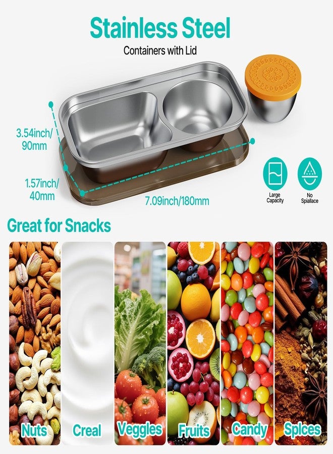 Hyperzacc Reusable Snack Containers with Lids,2 Compartment Snack Containers with a Salad Dressing Contaienr,Grab and Go Stainless Steel Containers for Travel, Outdoor Camping and Daily Use (4) - Image 2