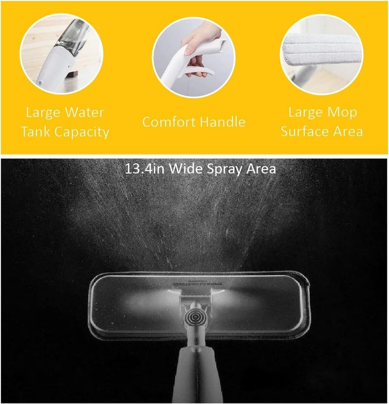 Deerma Water Spray Mop, Floormop for Hard Floor Cleaning with Microfiber Mop Pad Refills and 350ml Water Tank, 360° Rotation Flat for Home Kitchen Hard Floor-1 FREE Replacement - Image 3