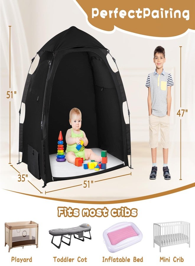 WANRU Pack N Play Blackout Cover Sleep Pod - Baby Sleep Tent 1-Click Set Up Portable, Crib Blackout Canopy Cover Block 95% Light Suitable for Babies and Toddlers - Image 5