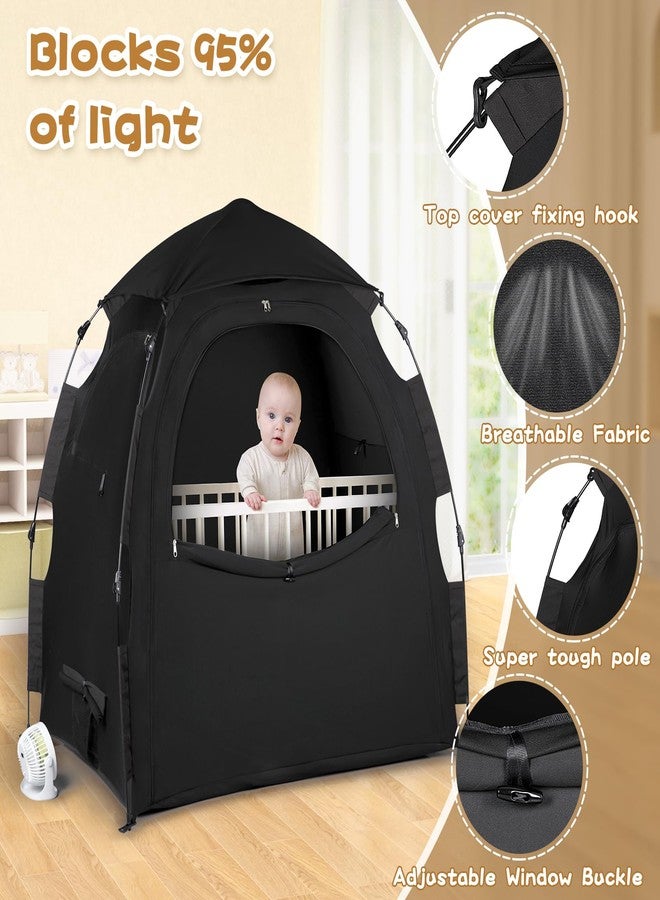 WANRU Pack N Play Blackout Cover Sleep Pod - Baby Sleep Tent 1-Click Set Up Portable, Crib Blackout Canopy Cover Block 95% Light Suitable for Babies and Toddlers - Image 3