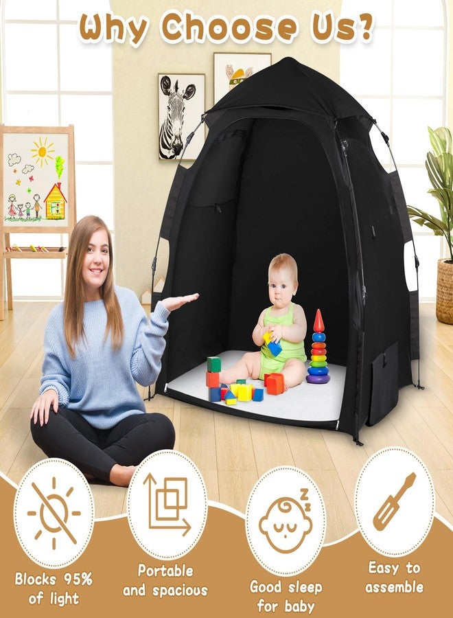 WANRU Pack N Play Blackout Cover Sleep Pod - Baby Sleep Tent 1-Click Set Up Portable, Crib Blackout Canopy Cover Block 95% Light Suitable for Babies and Toddlers - Image 4