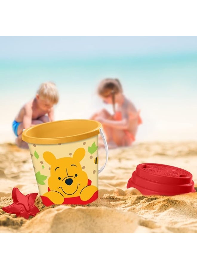MONDO Disney Winnie the Pooh Kids Beach Bucket Toy Set – 6 Pieces, Sand Toys with Bucket, Rake, Shovel, Watering Can, Sieve & Starfish Mold for Toddlers ,17cm - Image 3
