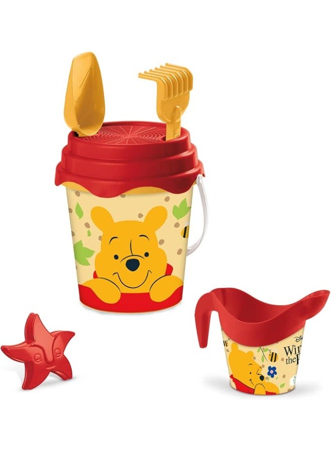 MONDO Disney Winnie the Pooh Kids Beach Bucket Toy Set – 6 Pieces, Sand Toys with Bucket, Rake, Shovel, Watering Can, Sieve & Starfish Mold for Toddlers ,17cm - Image 2