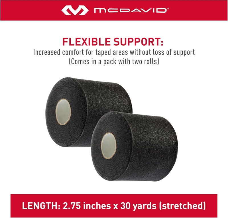 McDavid 63308R Two Pack of 30-Yard Black Prewrap Rolls for Injury Prevention - Image 2
