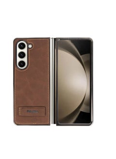 Puloka Original Luxury Leather Case MagSafe Supports Wireless Charging Samsung Z Fold 5 Brown
