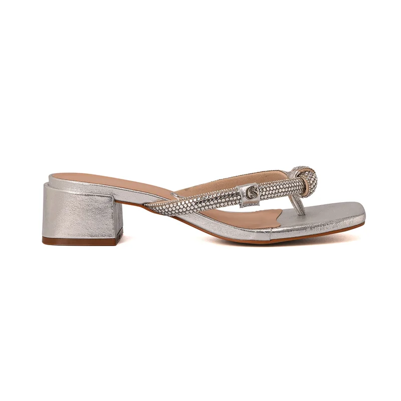 Silver Crystal Strap Mules