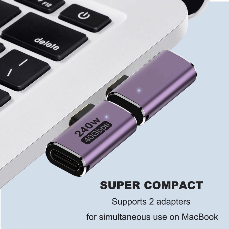 Tobo 240W USB C 90 Degree Adapter Left and Right Angle Type C Male to Female 40Gbps Connector for Thunderbolt, Switch, MacBook, Laptop, Tablet, Phone (TD-1080TC) - Image 1