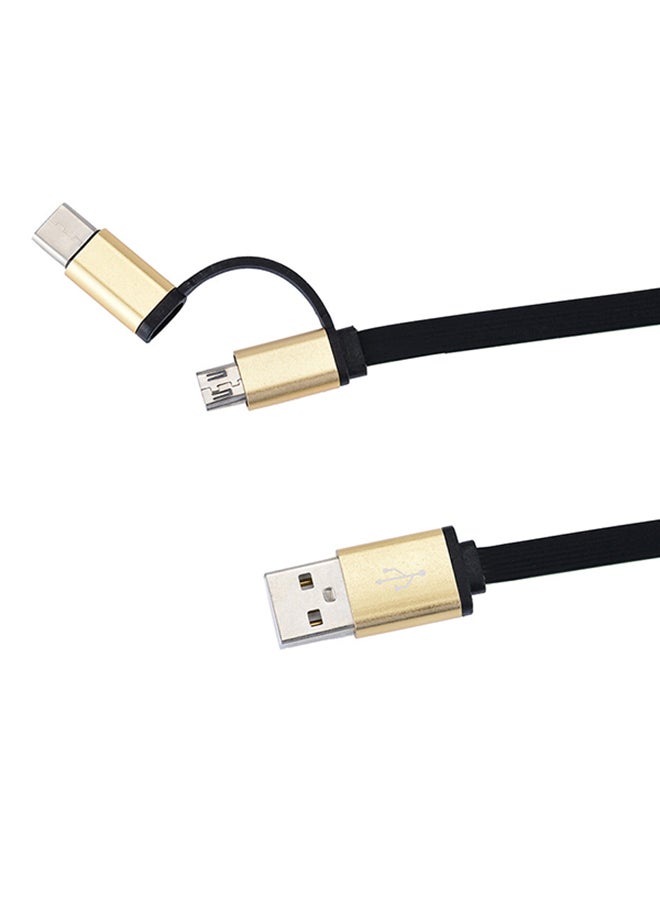 Voberry V8 Retractable 2-In-1 Data Sync Charging Cable Green/Gold/Black - Image 2