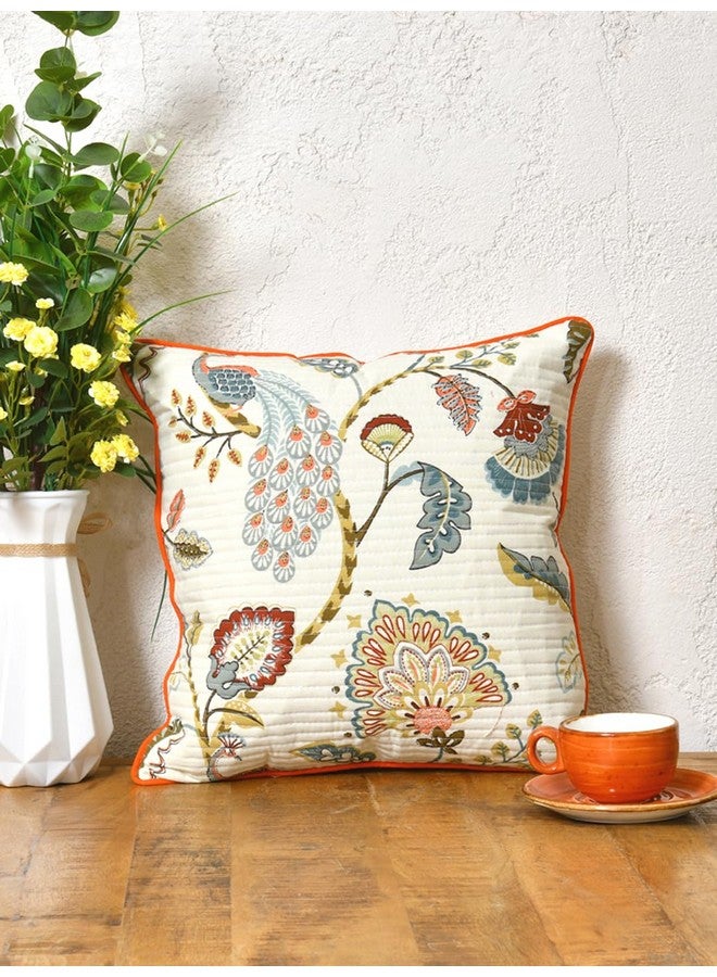 Clasiko Cotton Cushion Covers Set of 2; 20x20 Inches; Multicolor Peacock - Image 3