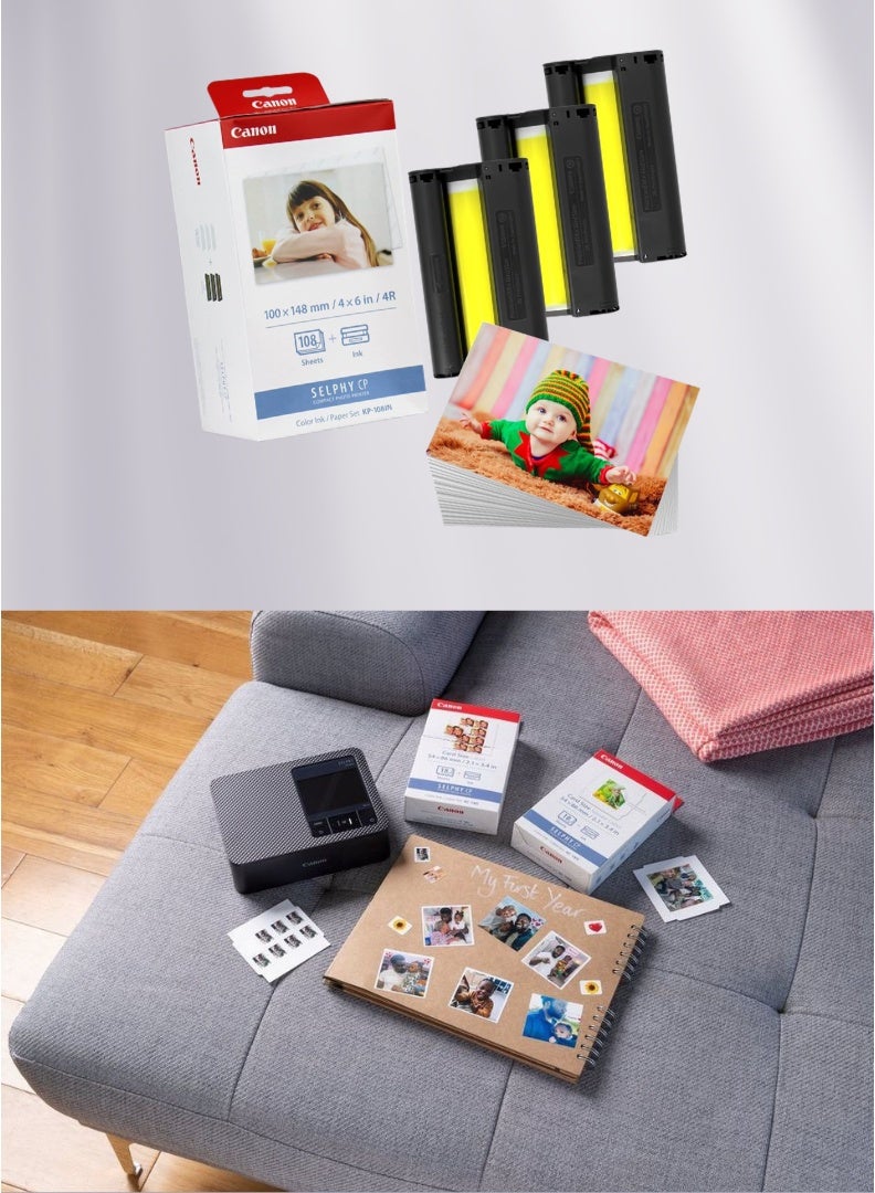 Canon KP-108IN Color Ink and Photo Paper Set for SELPHY Printers, 108 Sheets, 4x6 Inch | Pack of 3 - Image 4