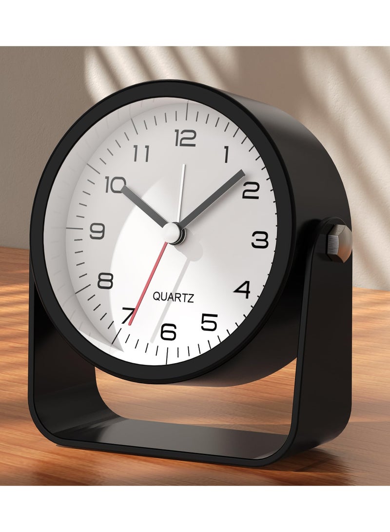 onepiece8 Alarm Clocks, Battery Operated Desk Clock, Cute Table Clock with Light, Adjustable Angle for Travel, Bedside, Bedroom, Kids, Living Room Decor(Black) - Image 1