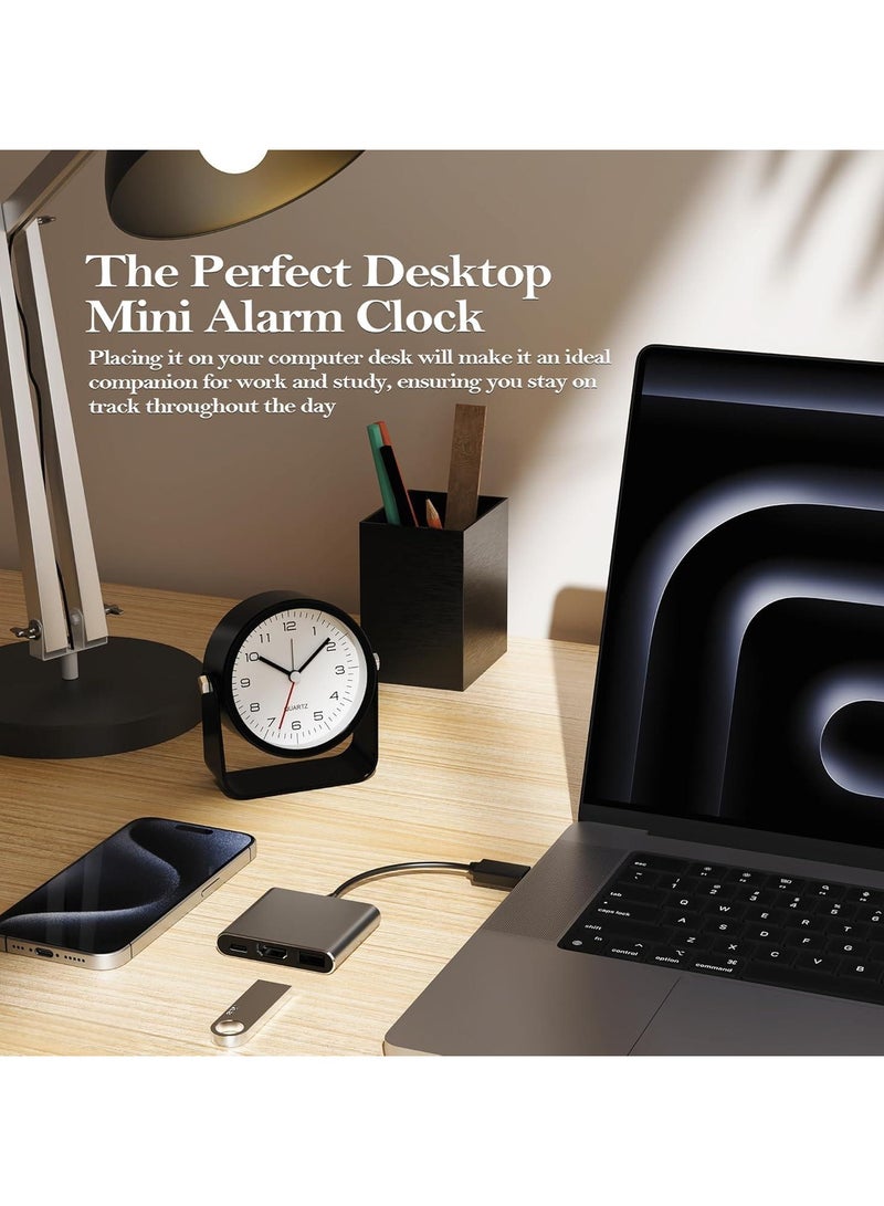 onepiece8 Alarm Clocks, Battery Operated Desk Clock, Cute Table Clock with Light, Adjustable Angle for Travel, Bedside, Bedroom, Kids, Living Room Decor(Black) - Image 4
