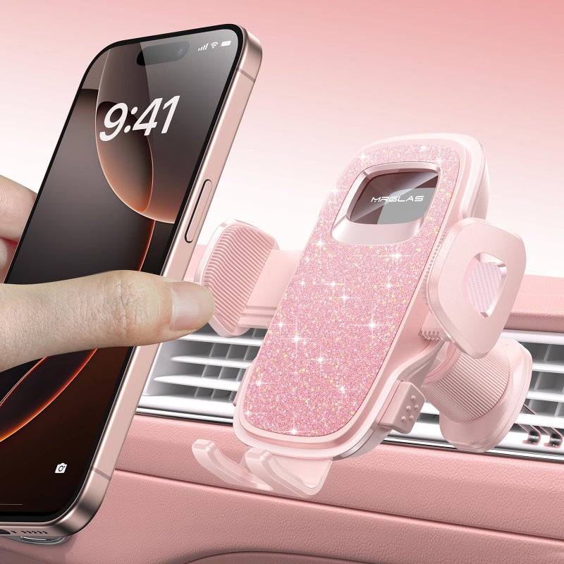 MRGLAS 2025 Upgraded Phone Holders for Your Car with New Metal Hook Clip, Handy Air Vent Cell Phone Car Mount [One Hand Operation], Universal Automobile Accessories for iPhone Android, Gifts for Women - Image 1